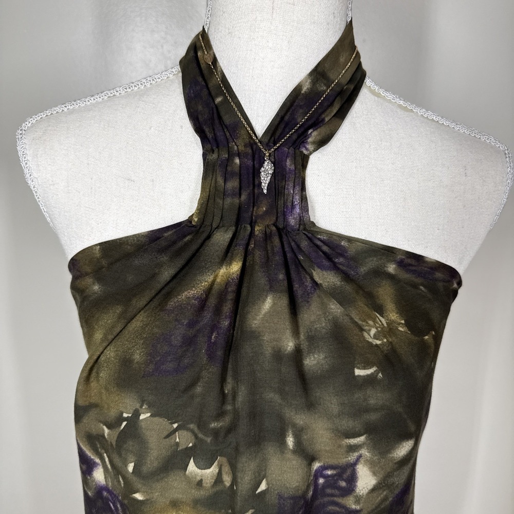 7 For All Mankind Silk Halter Dress Women's Sz 4 Forrest Fairycore Garden Party